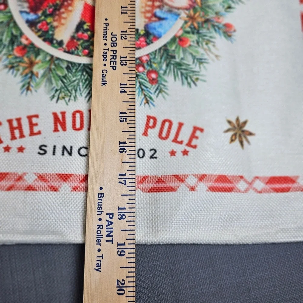 Santa's Workshop burlap Pillow Covers (2) The North Pole Christmas Holiday Decor